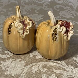Ceramic Pumpkin Decor Set - Cream and Brown